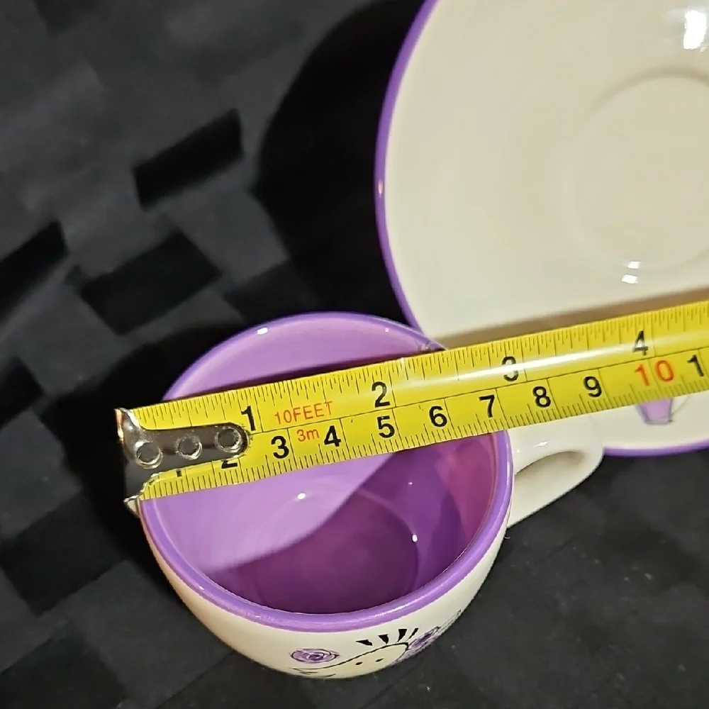 Tabletops Lifestyles Coffee Buzz Cup & Saucer Set - Whimsical Purple/Yellow